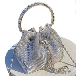 Silver Crystal Embellished Bucket Bag brand new